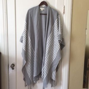 Lovestitch Blue/Gray and White Striped Shawl Wrap